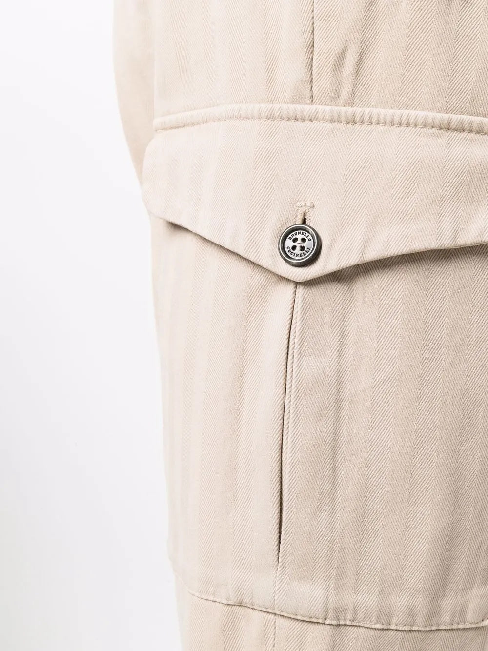 BRUNELLO CUCINELLI MEN'S BEIGE RELAXED CARGO TROUSERS