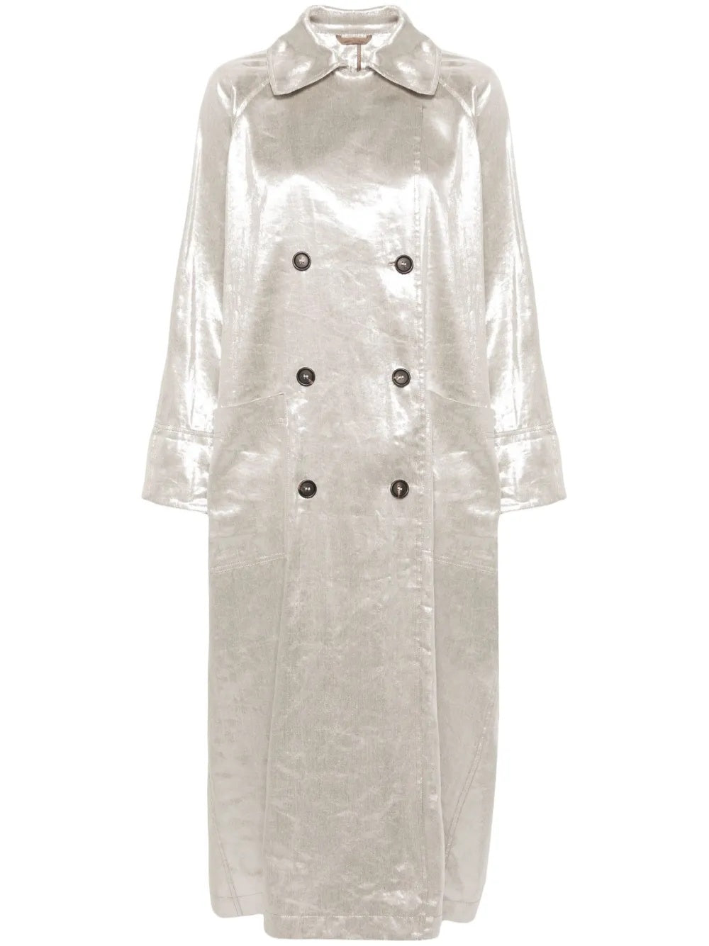 BRUNELLO CUCINELLI WOMEN'S LIGHT SILVER LONG COAT