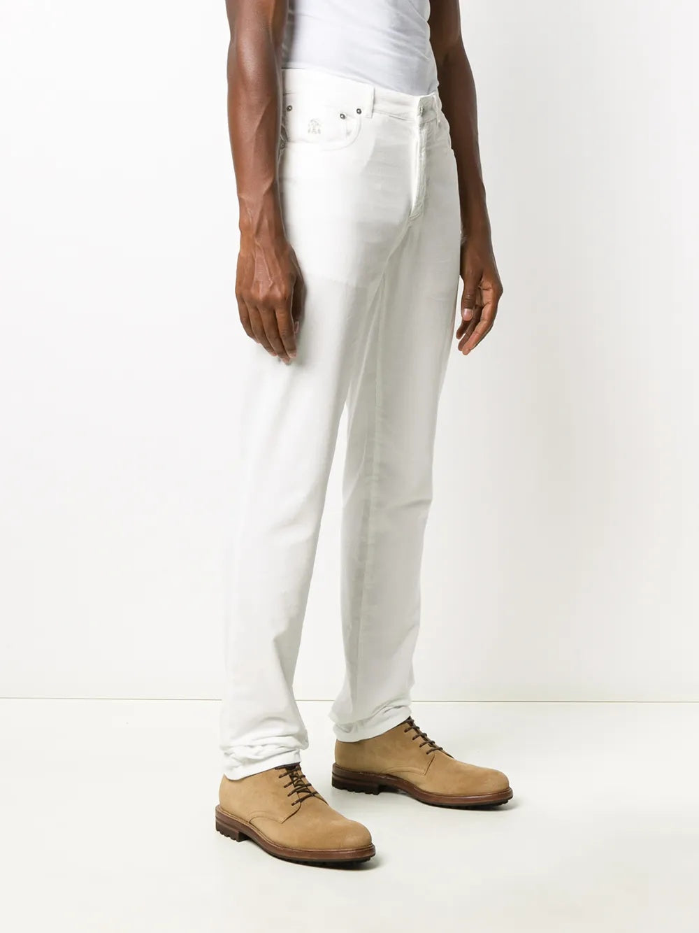 BRUNELLO CUCINELLI MEN'S WHITE STRAIGHT-LEG TROUSERS