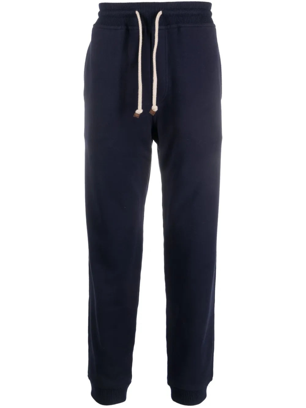 BRUNELLO CUCINELLI MEN'S NAVY DRAWSTRING KNIT TROUSERS
