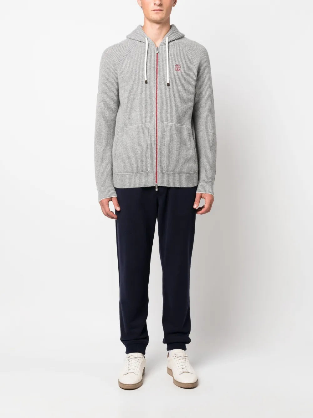 BRUNELLO CUCINELLI MEN'S NAVY DRAWSTRING KNIT TROUSERS
