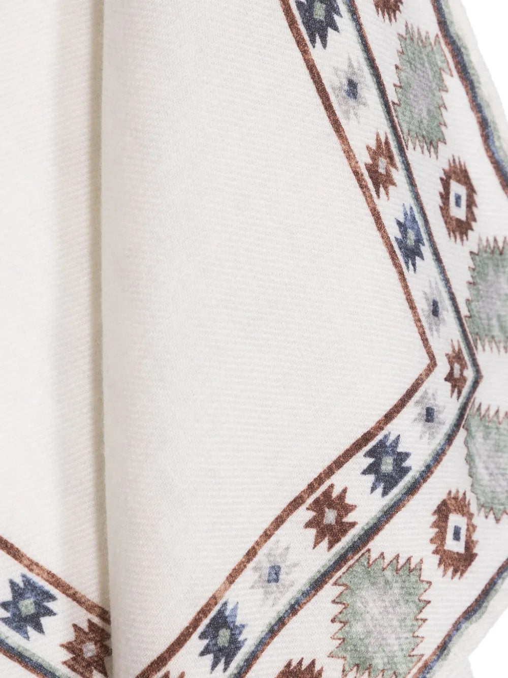 BRUNELLO CUCINELLI MEN'S WHITE POCKETSQUARE WITH GEOMETRIC BORDER
