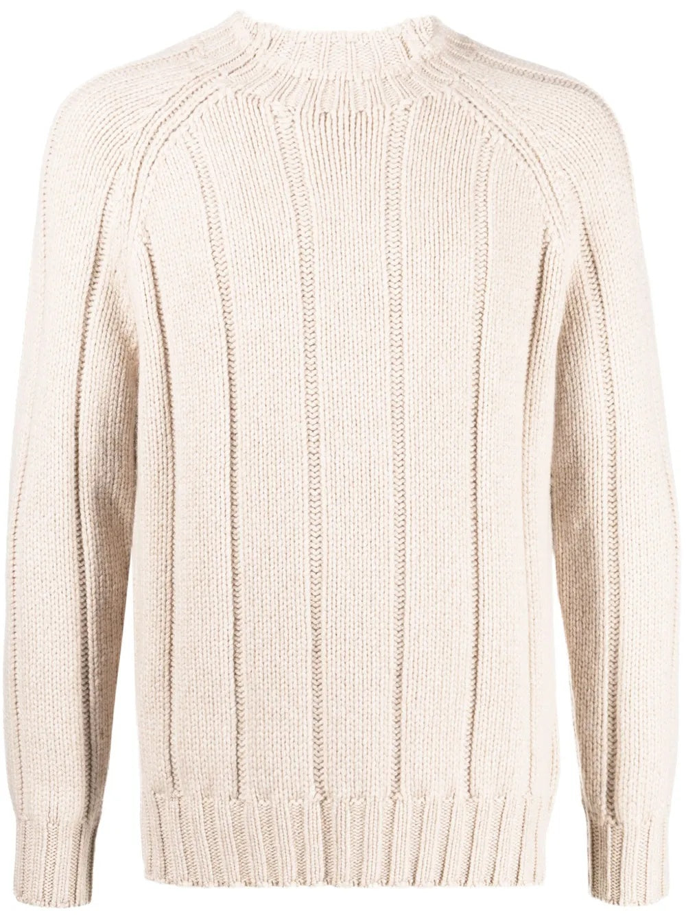BRUNELLO CUCINELLI MEN'S CREAM WOOL RIBBED SWEATER