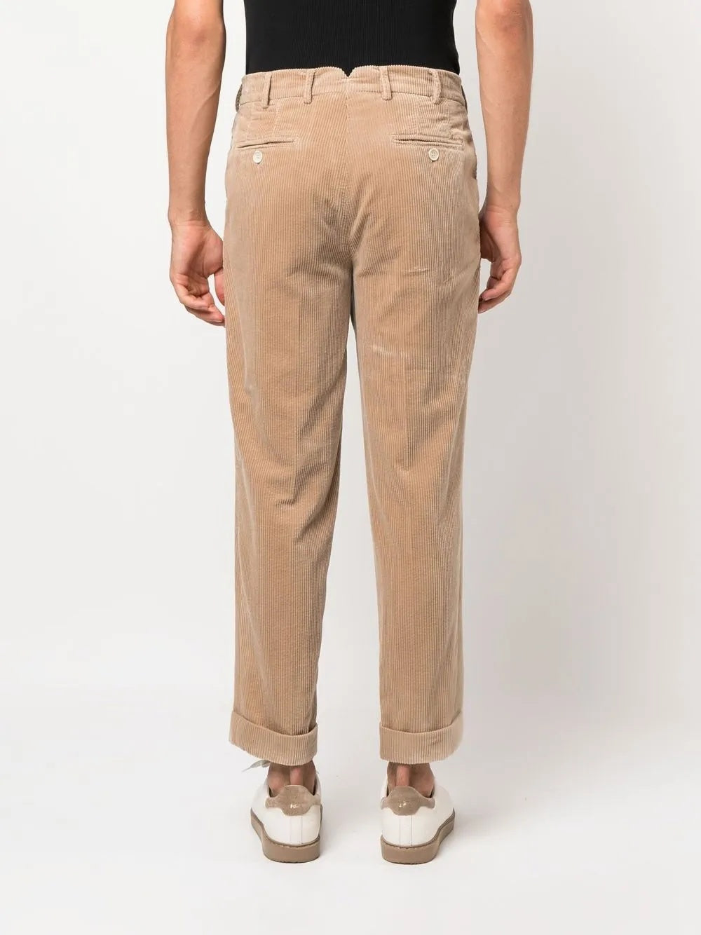 BRUNELLO CUCINELLI MEN'S BEIGE STRAIGHT CORDUROY TROUSERS