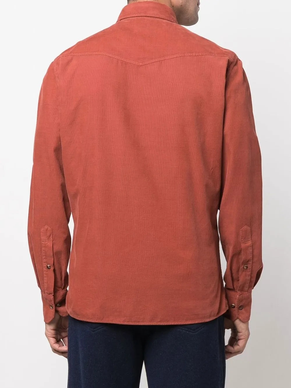 BRUNELLO CUCINELLI MEN'S RUST WESTERN-STYLE BUTTON-UP SHIRT