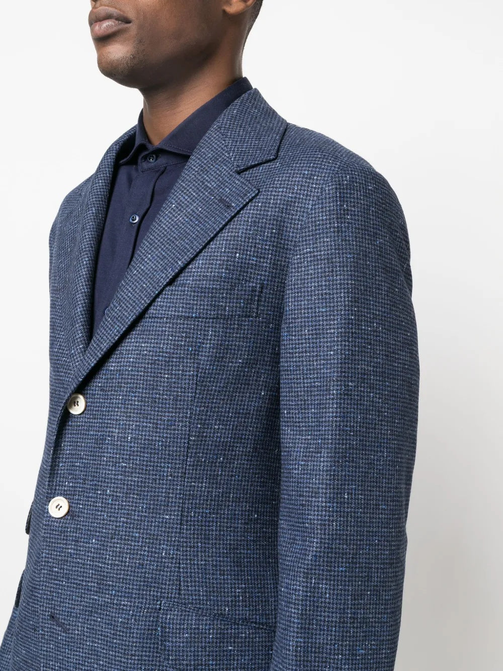 BRUNELLO CUCINELLI MEN'S BLUE TEXTURED TAILORED SUIT