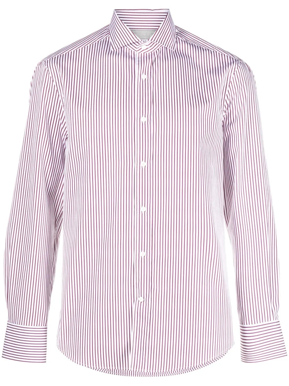 BRUNELLO CUCINELLI MEN'S PURPLE STRIPED BUTTON-DOWN SHIRT