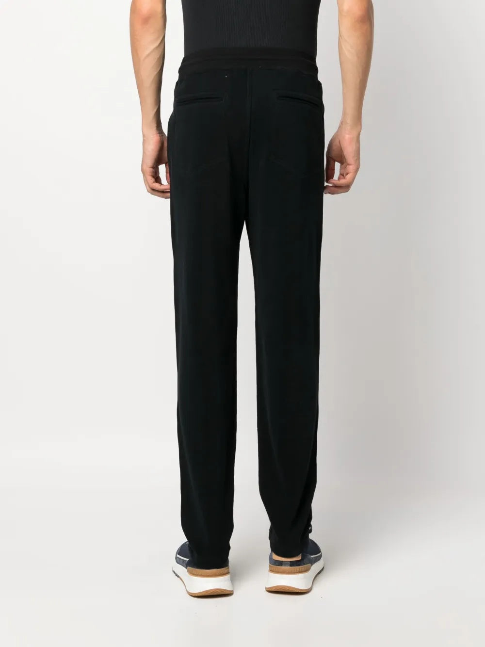 BRUNELLO CUCINELLI MEN'S BLACK DRAWSTRING RELAXED TROUSERS