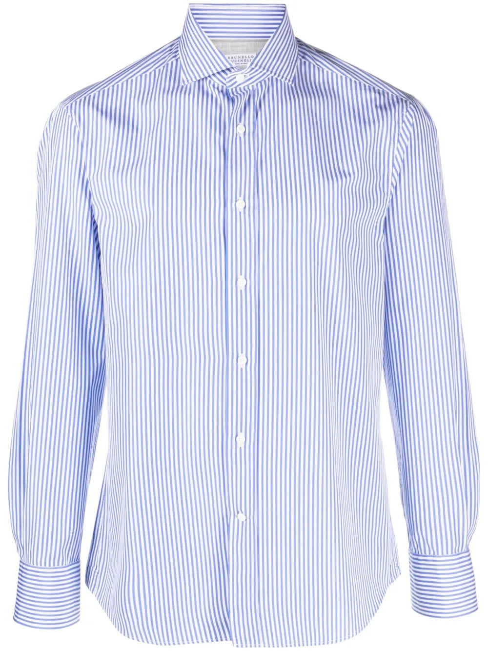 BRUNELLO CUCINELLI MEN'S BLUE STRIPED BUTTON-DOWN SHIRT