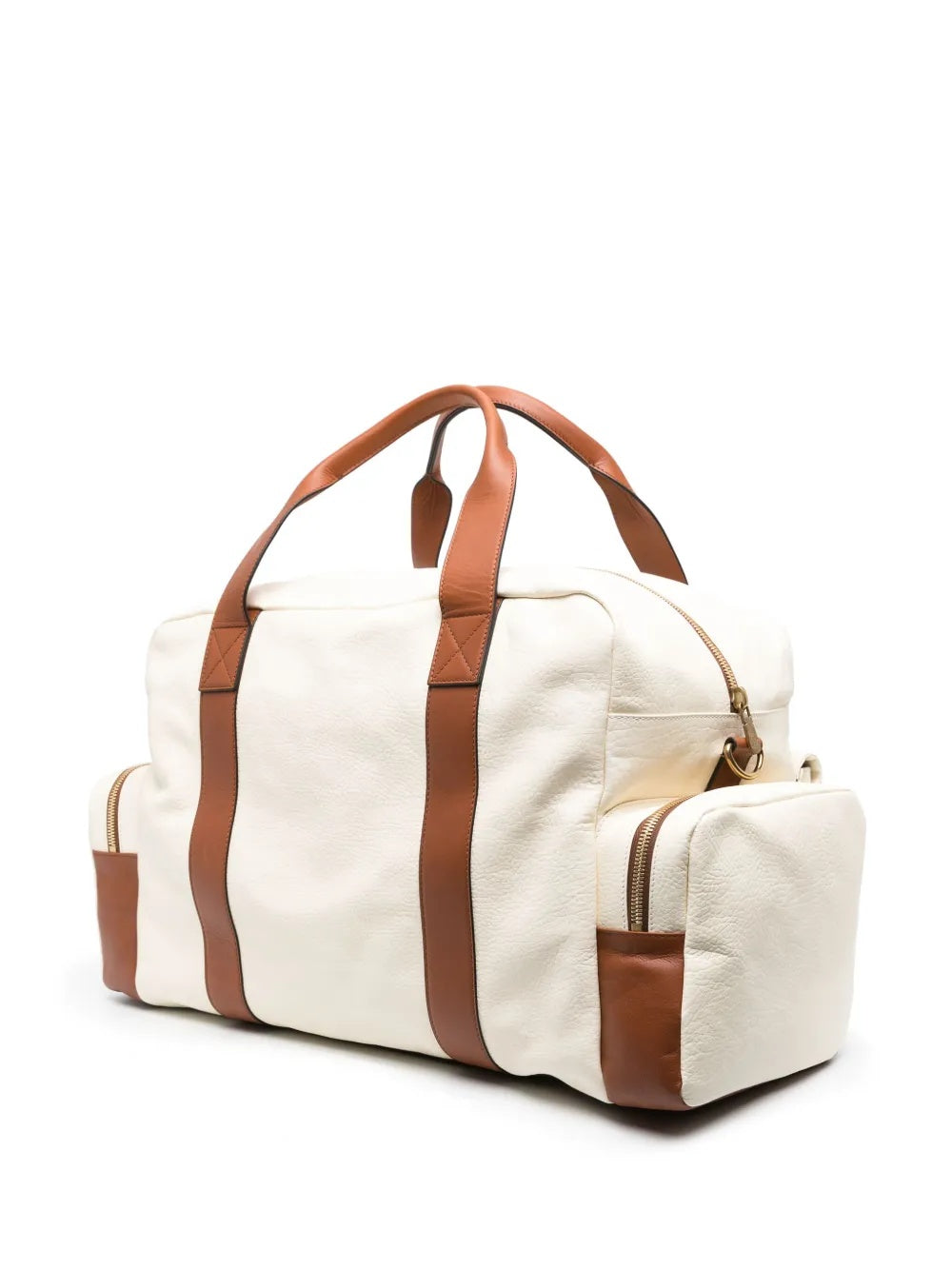 BRUNELLO CUCINELLI MEN'S OFF WHITE LEATHER TOTE BAG