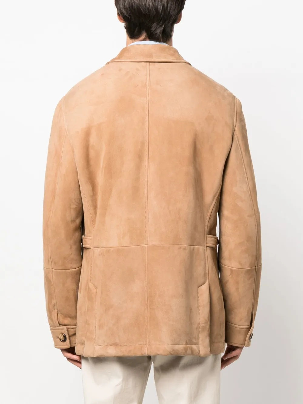 BRUNELLO CUCINELLI MEN'S TAN SUEDE UTILITY JACKET