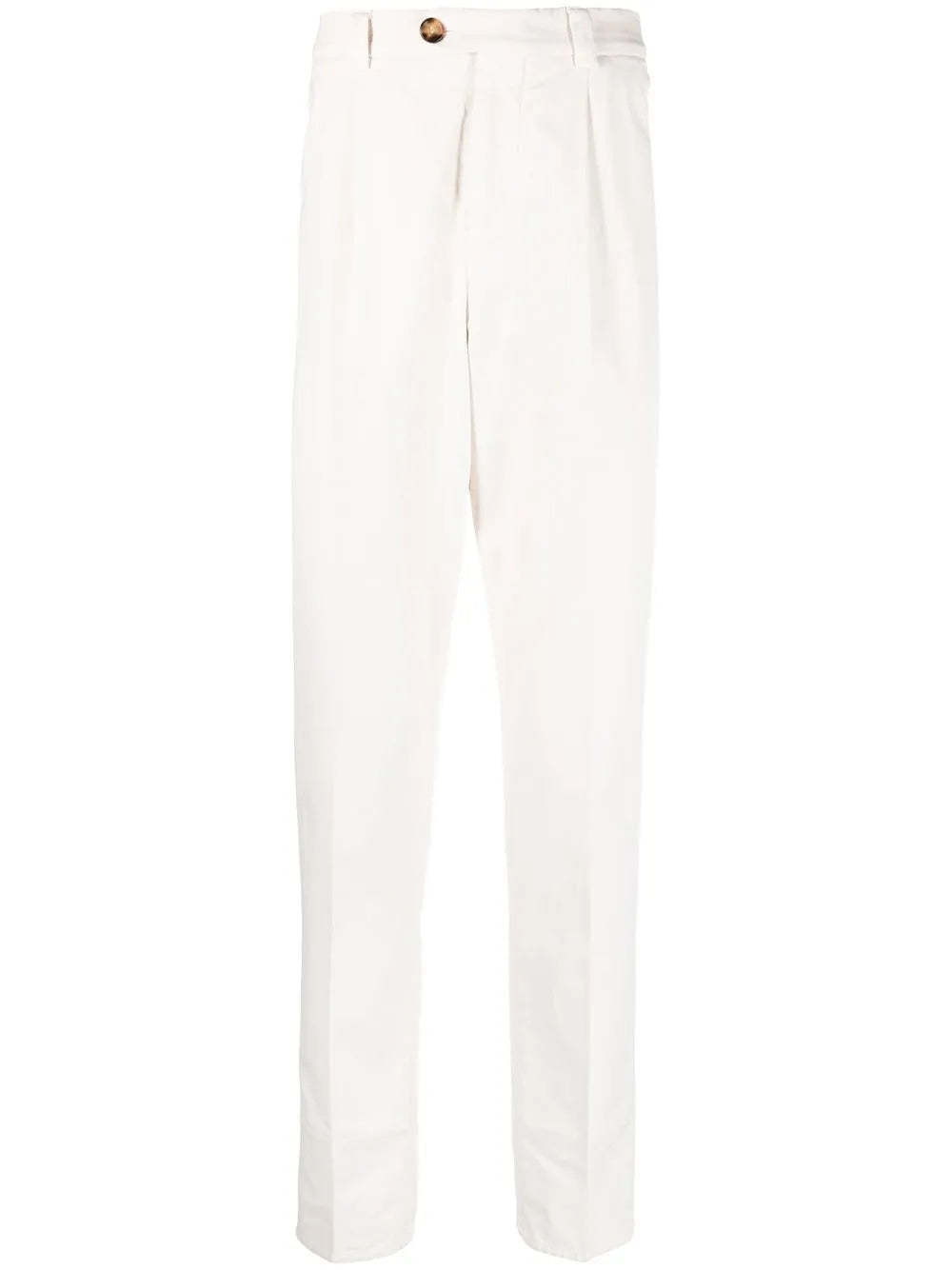 BRUNELLO CUCINELLI MEN'S OFF WHITE TAILORED TROUSERS
