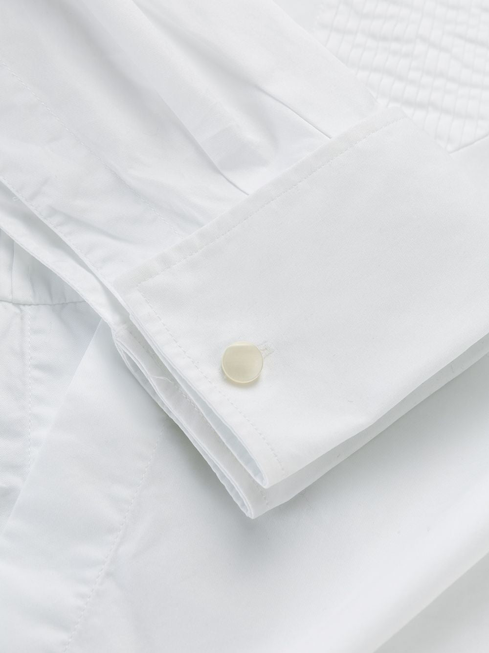 BRUNELLO CUCINELLI MEN'S WHITE TUXEDO SHIRT WITH PLEATED BIB