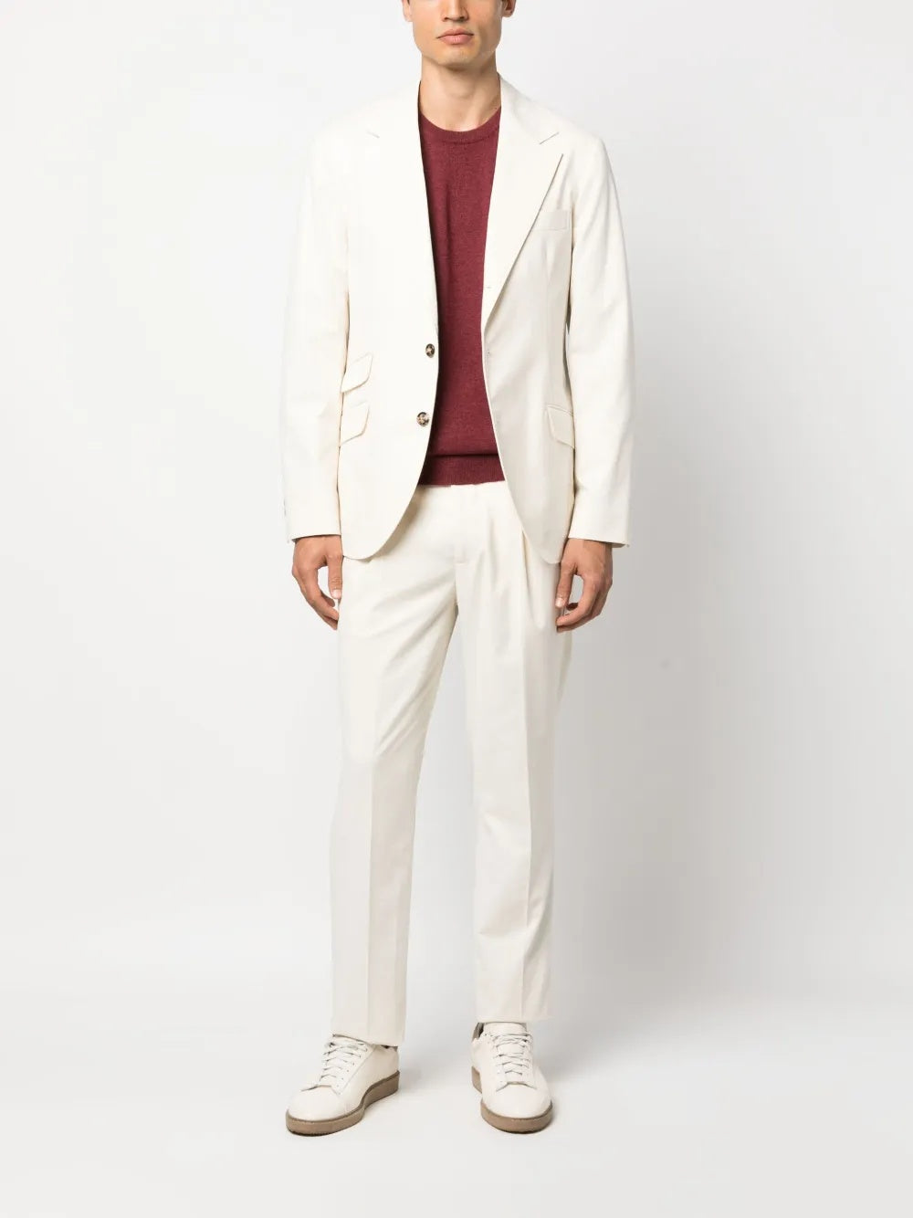BRUNELLO CUCINELLI MEN'S RED CREW NECK SWEATER