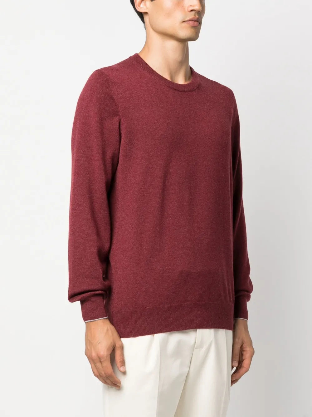 BRUNELLO CUCINELLI MEN'S RED CREW NECK SWEATER