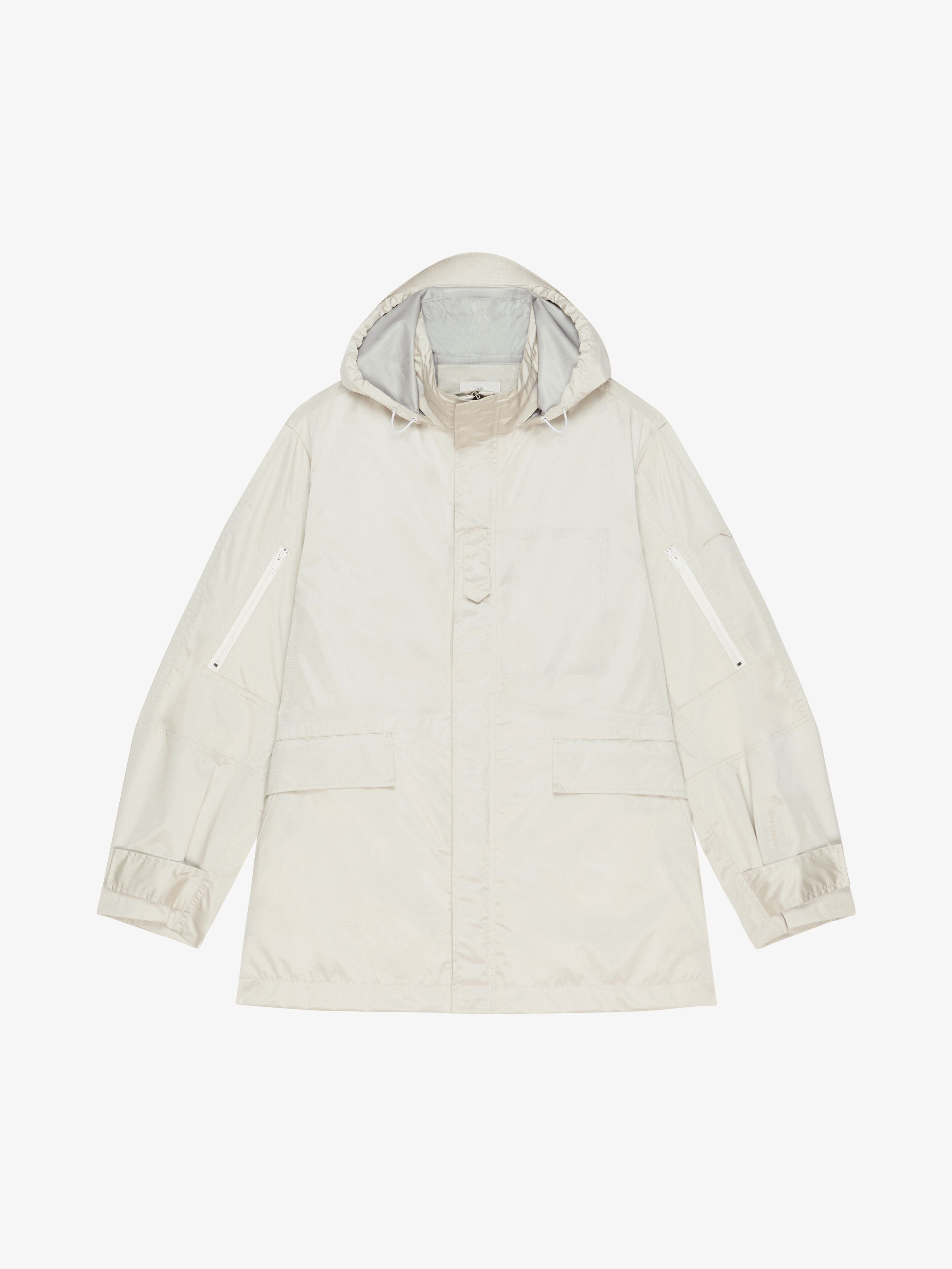GIVENCHY MEN'S ECRU VELCRO DETAIL SHELL JACKET