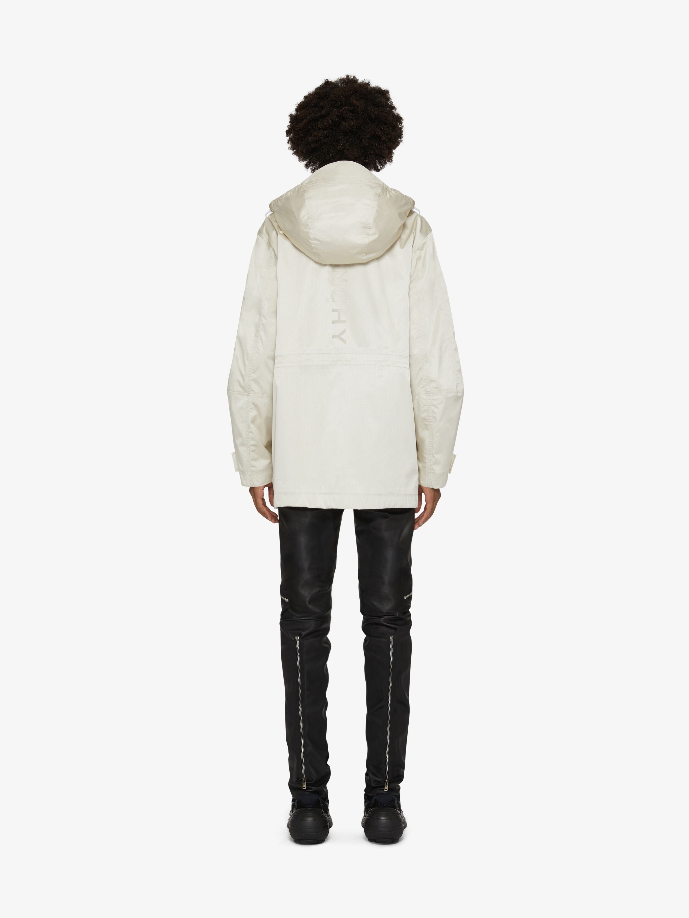 GIVENCHY MEN'S ECRU VELCRO DETAIL SHELL JACKET