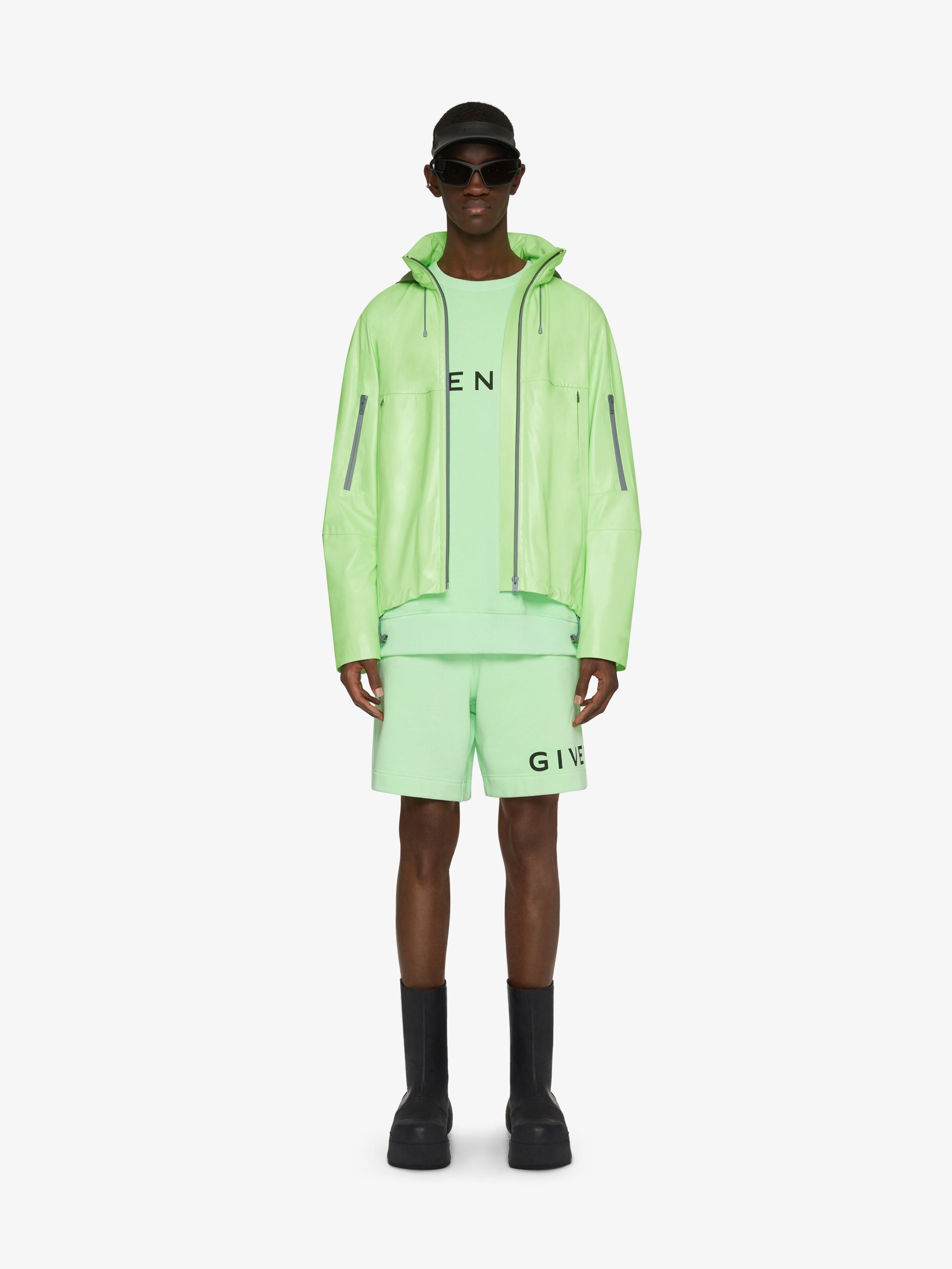 GIVENCHY MEN'S MINT GREEN LEATHER WINDBREAKER JACKET