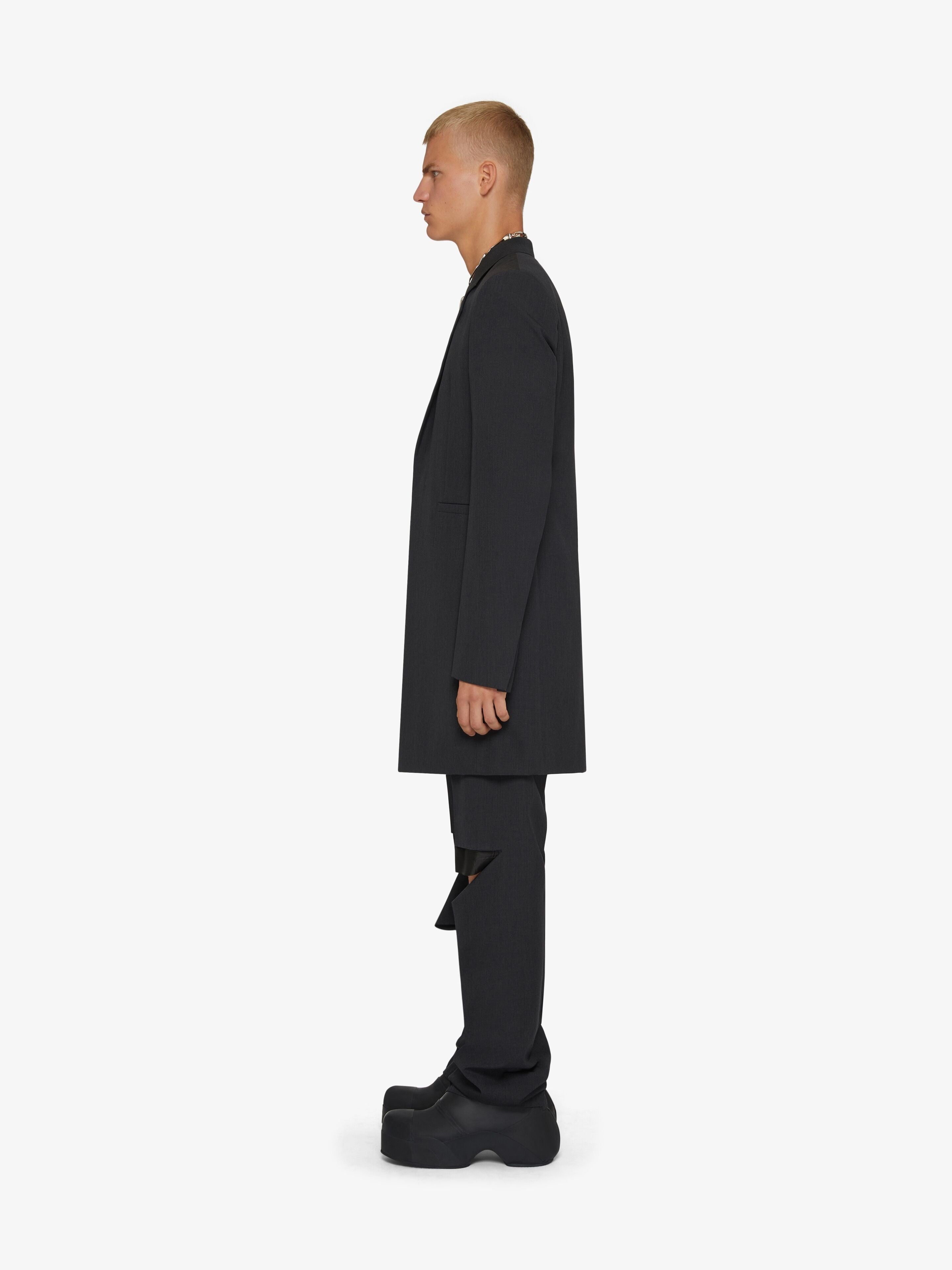 GIVENCHY MEN'S GREY LONG SLIM-FIT JACKET