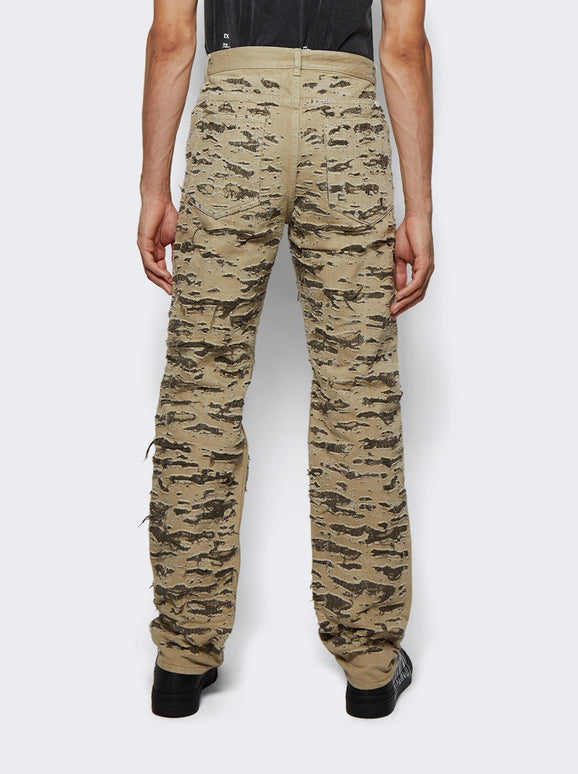 GIVENCHY MEN'S BROWN DISTRESSED DENIM TROUSERS