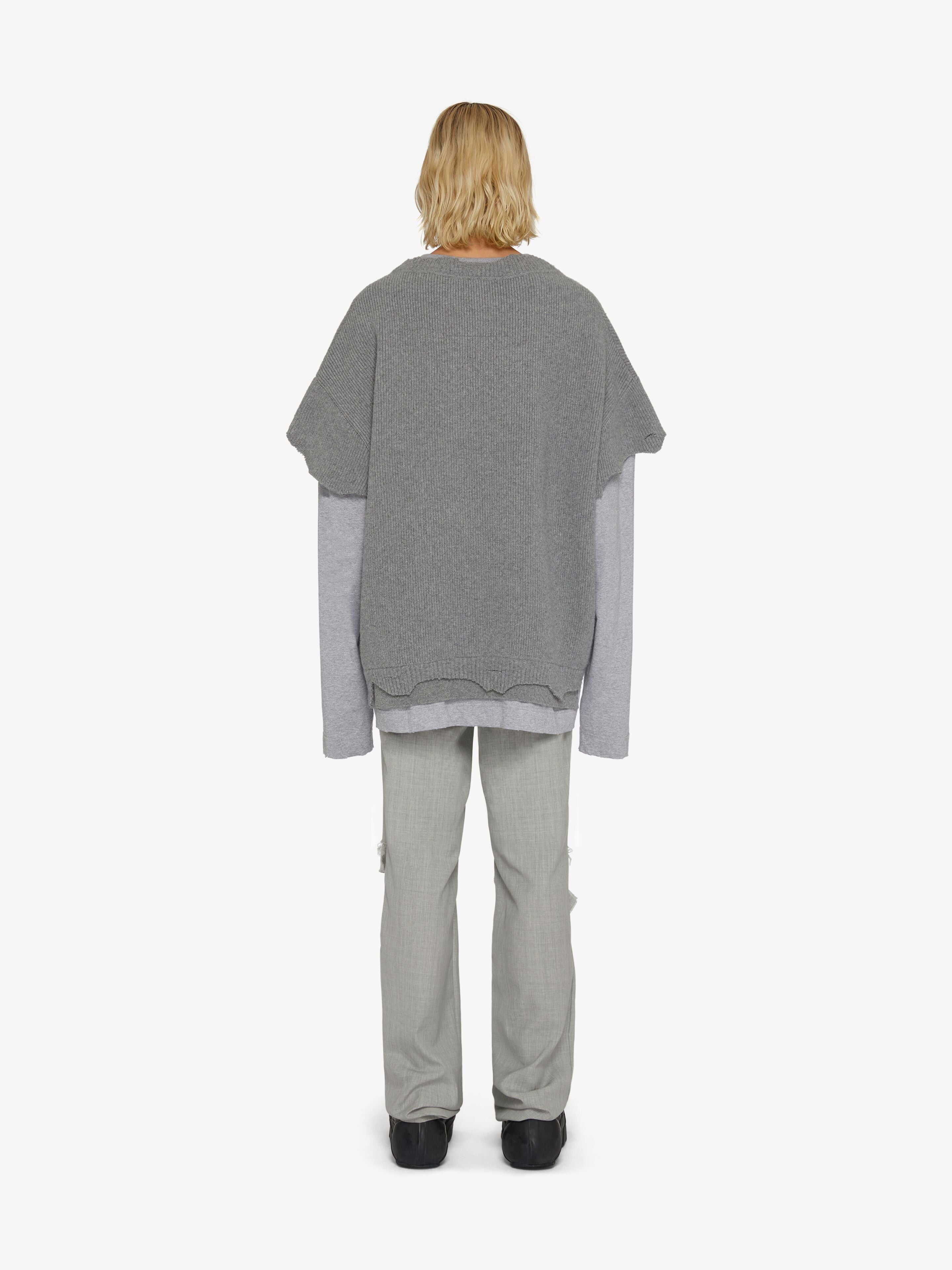 GIVENCHY MEN'S PEARL GREY DESTROYED STRAIGHT TROUSERS