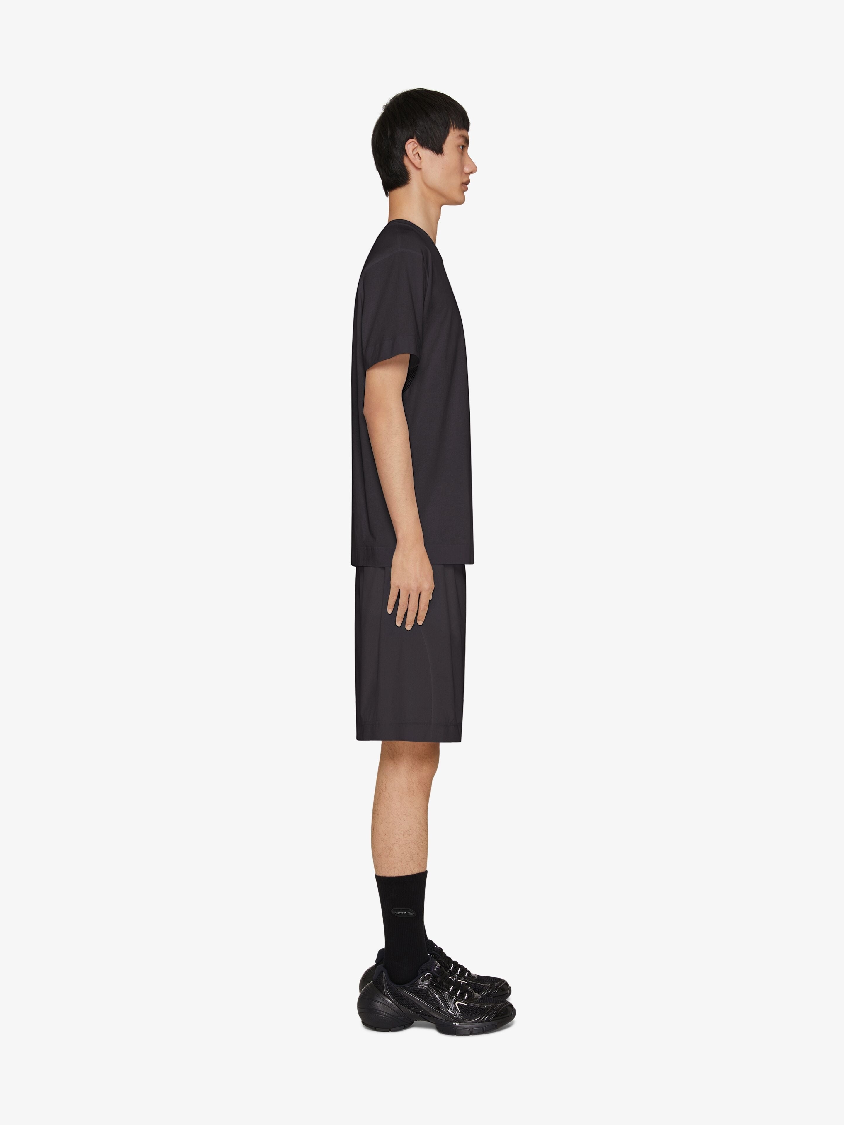 GIVENCHY MEN'S BLACK TAILORED NYLON SHORTS