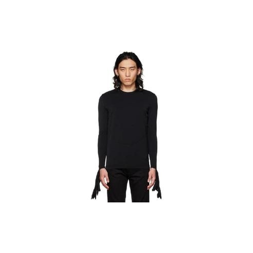 GIVENCHY MEN'S BLACK LONG-SLEEVE TOP WITH GLOVES
