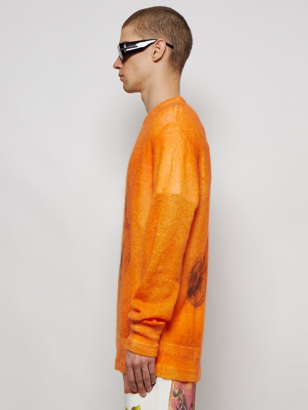 GIVENCHY MEN'S ORANGE MOHAIR CREW NECK SWEATER