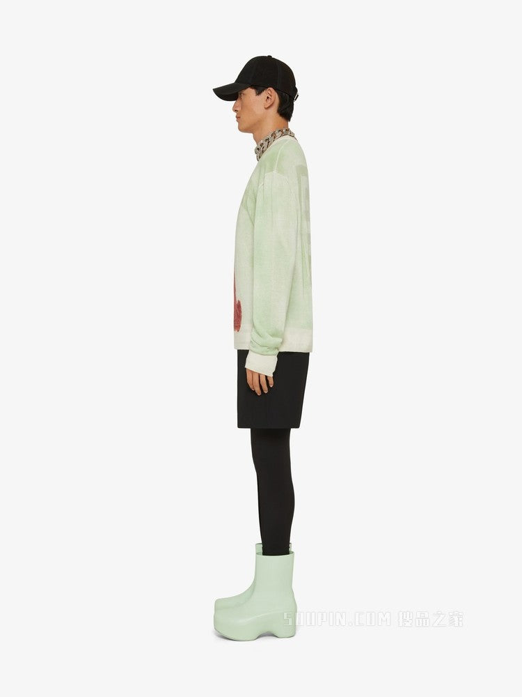GIVENCHY MEN'S PISTACHIO PRINT CREW NECK SWEATER