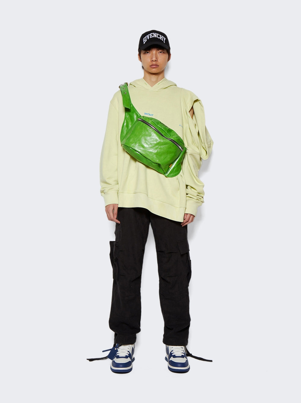 GIVENCHY MEN'S CITRUS GREEN DOUBLE HOOD SWEATSHIRT