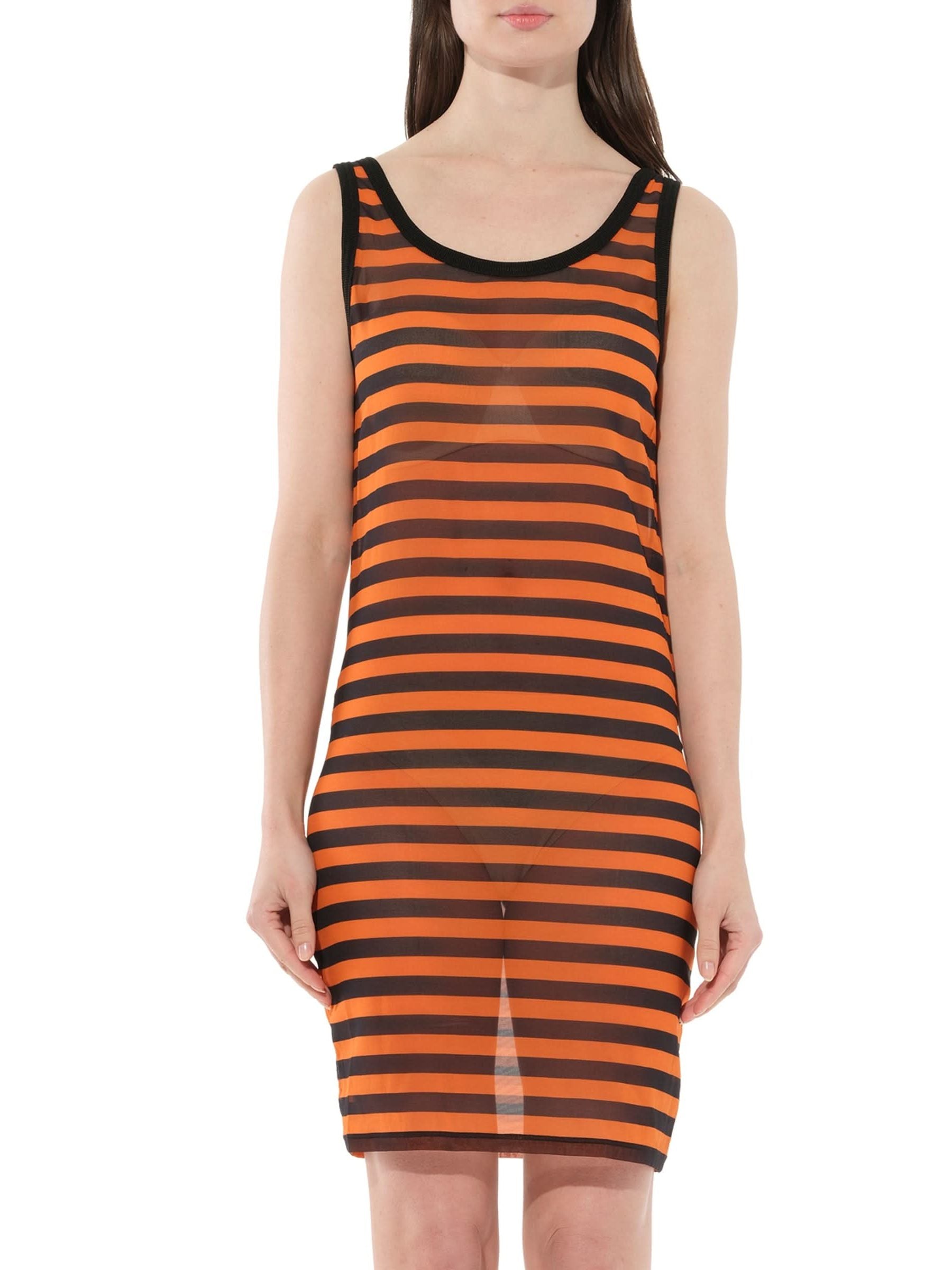 GIVENCHY WOMEN'S ORANGE BLACK STRIPED DRESS
