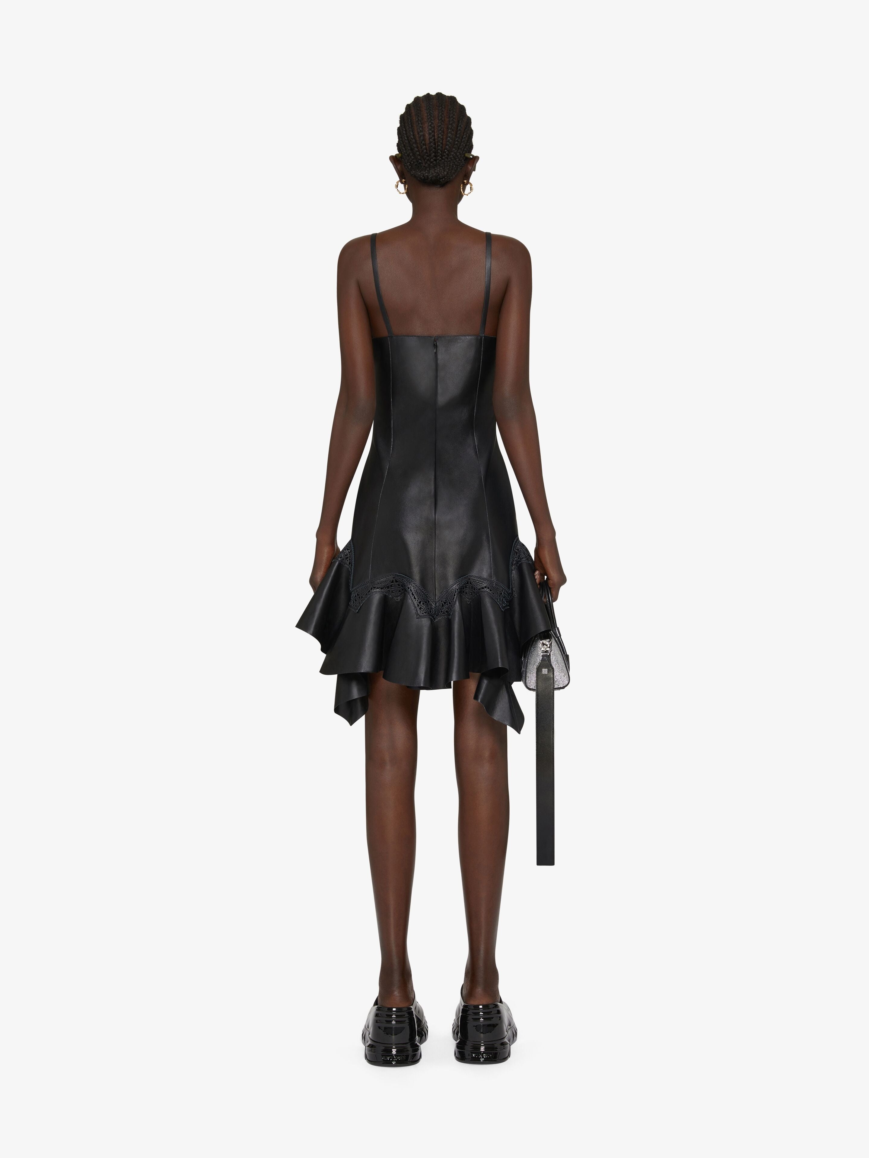 GIVENCHY WOMEN'S MINI DRES W/ VOLAN & INCRUSTED LACE NWT