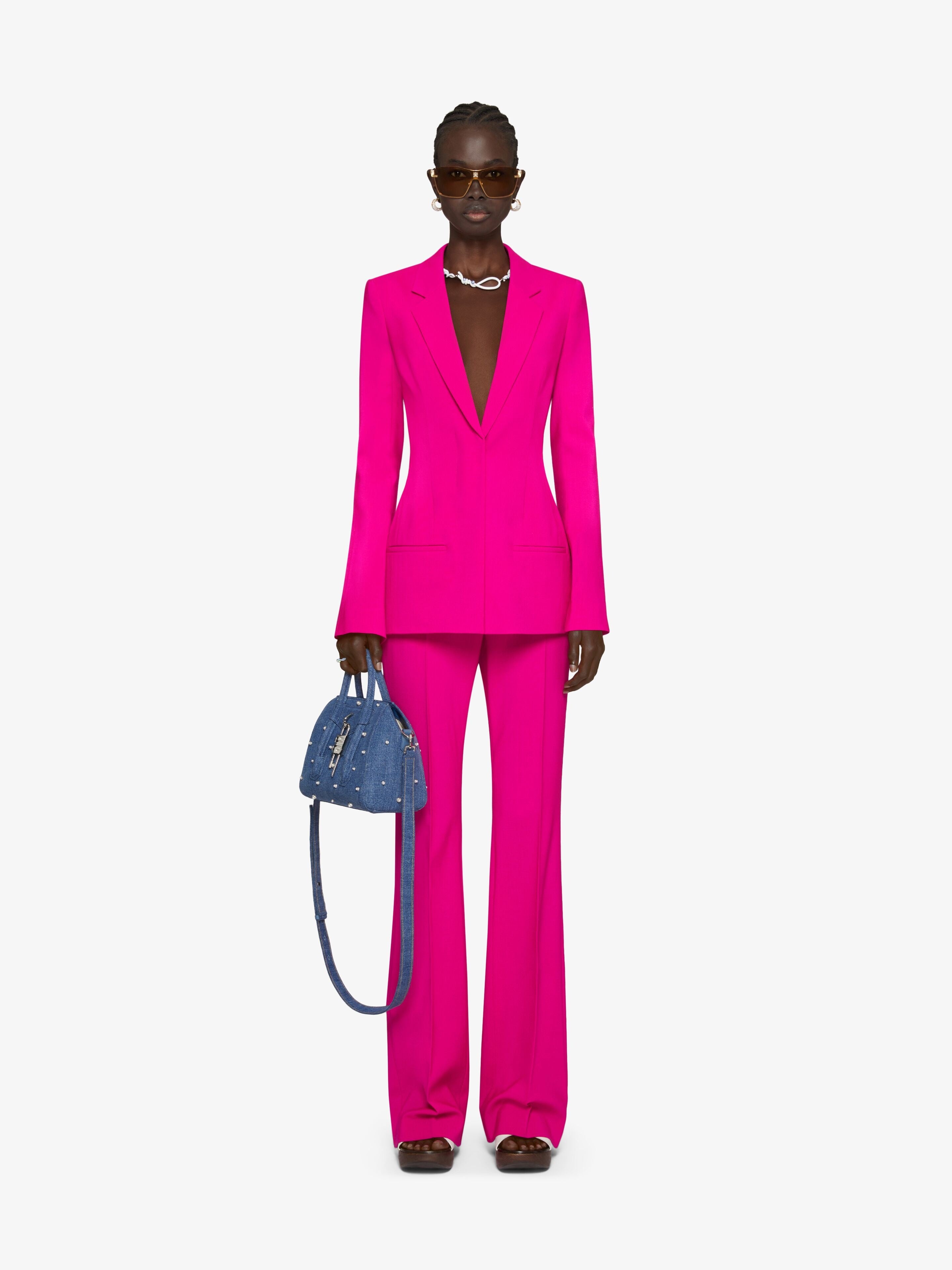 GIVENCHY WOMEN'S FUCHSIA BELL-SLEEVE TAILORED JACKET