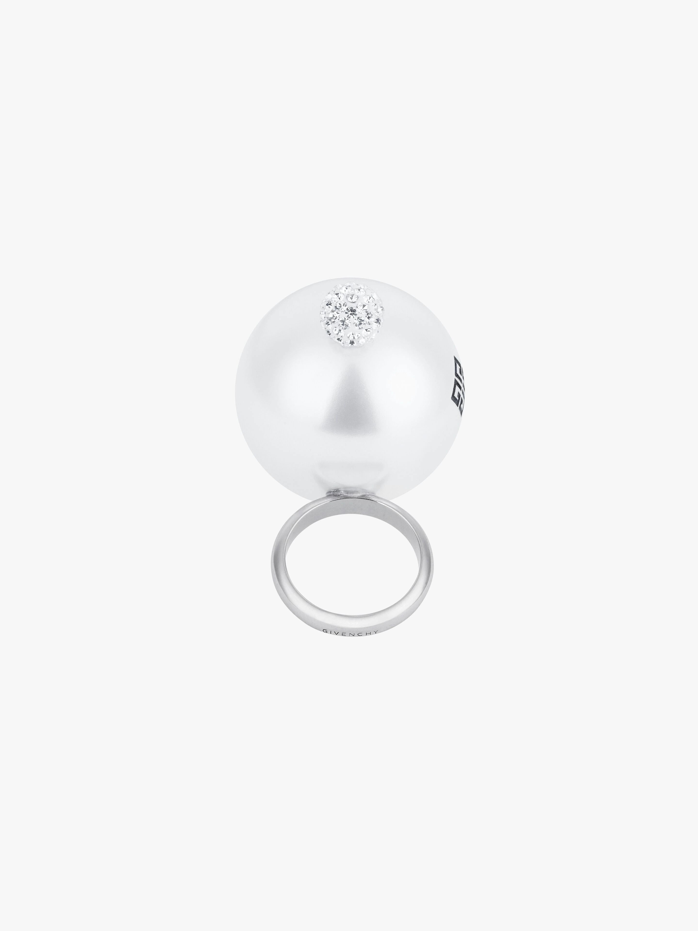 GIVENCHY WOMEN'S 4G PEARL CHUNKY CRYSTAL LARGE RING NWT