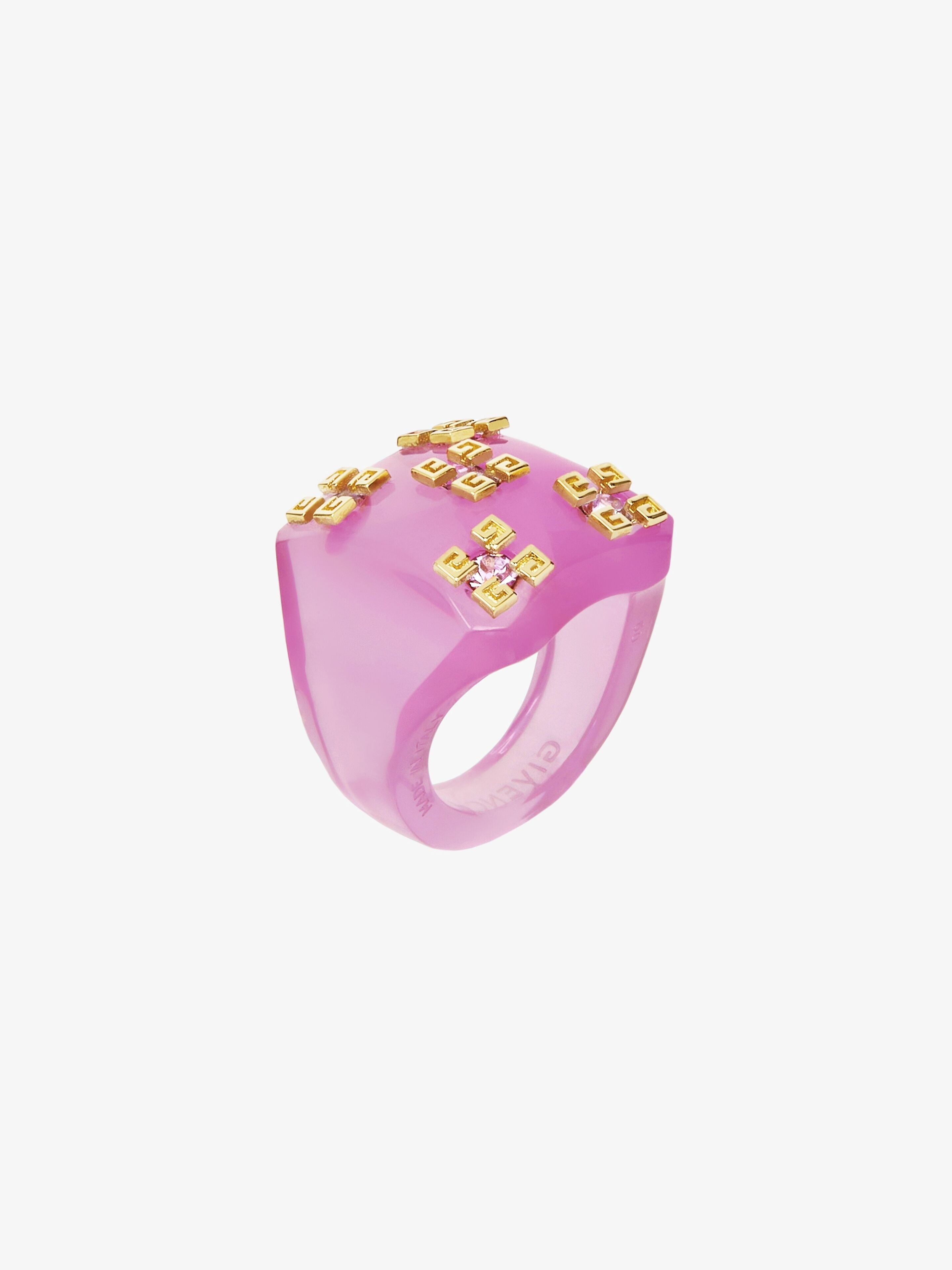 GIVENCHY WOMEN'S 4G PLUMETIS RESIN PINK RING NWT