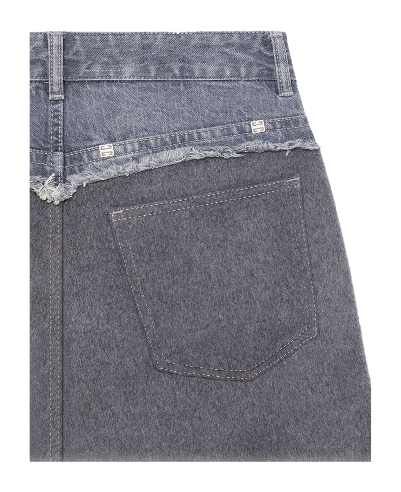 GIVENCHY WOMEN'S GRAY BI-MATERIAL WIDE-LEG TROUSERS