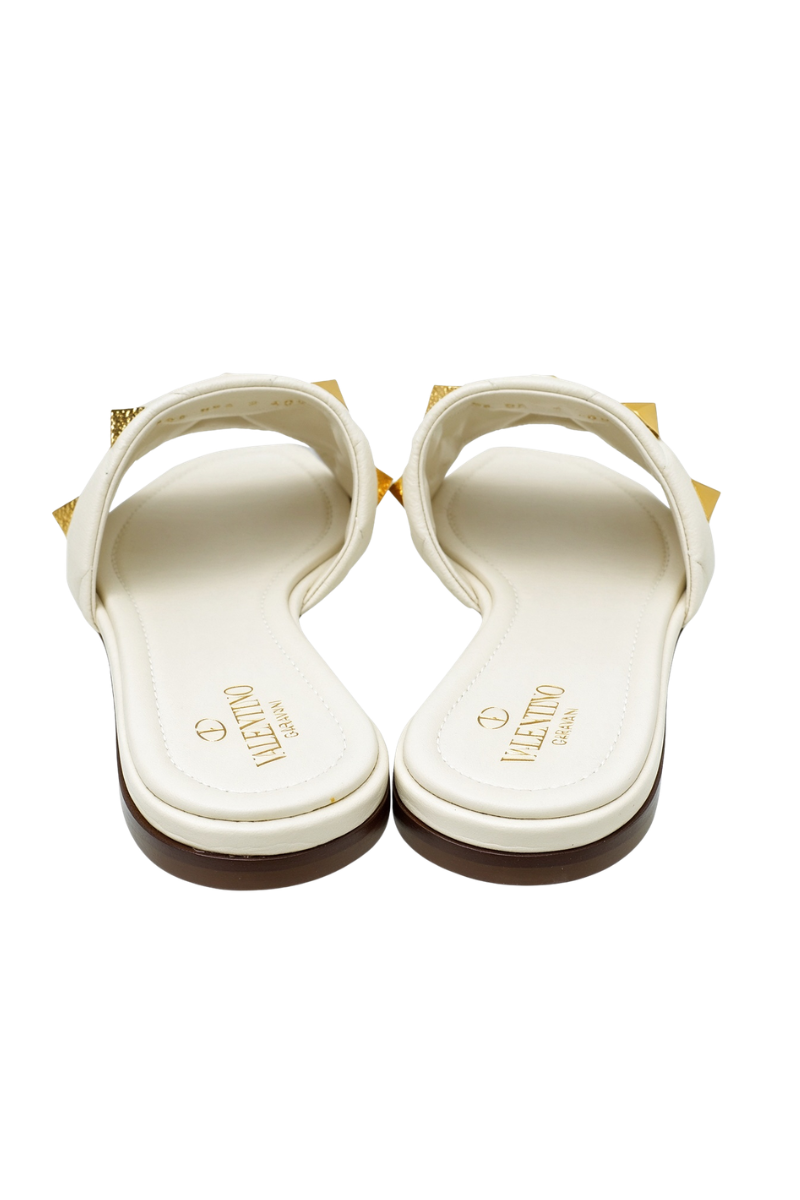 Valentino Round Toe Flat Slide Sandals Light Ivory WW2S0BK4ZCG_I16