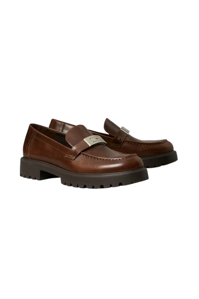 Tory Burch Leelee Lug Loafer Leather Coffee / Silver 183396-213