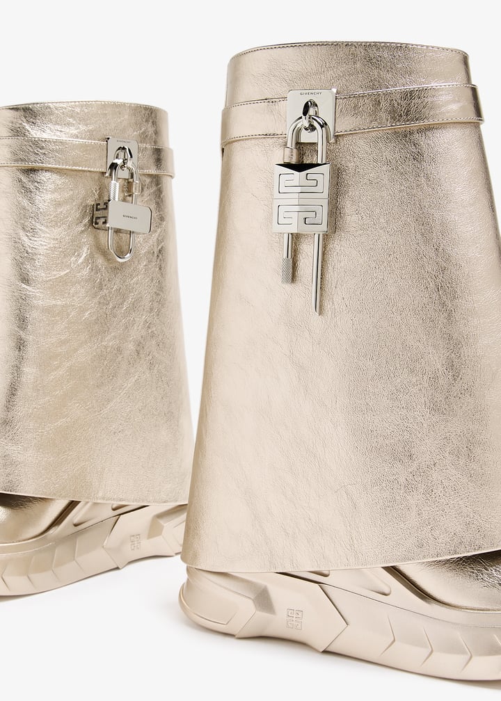 GIVENCHY WOMEN'S SHARK LOCK ANKLE BOOTS BIKER LOW WEDGE NWT