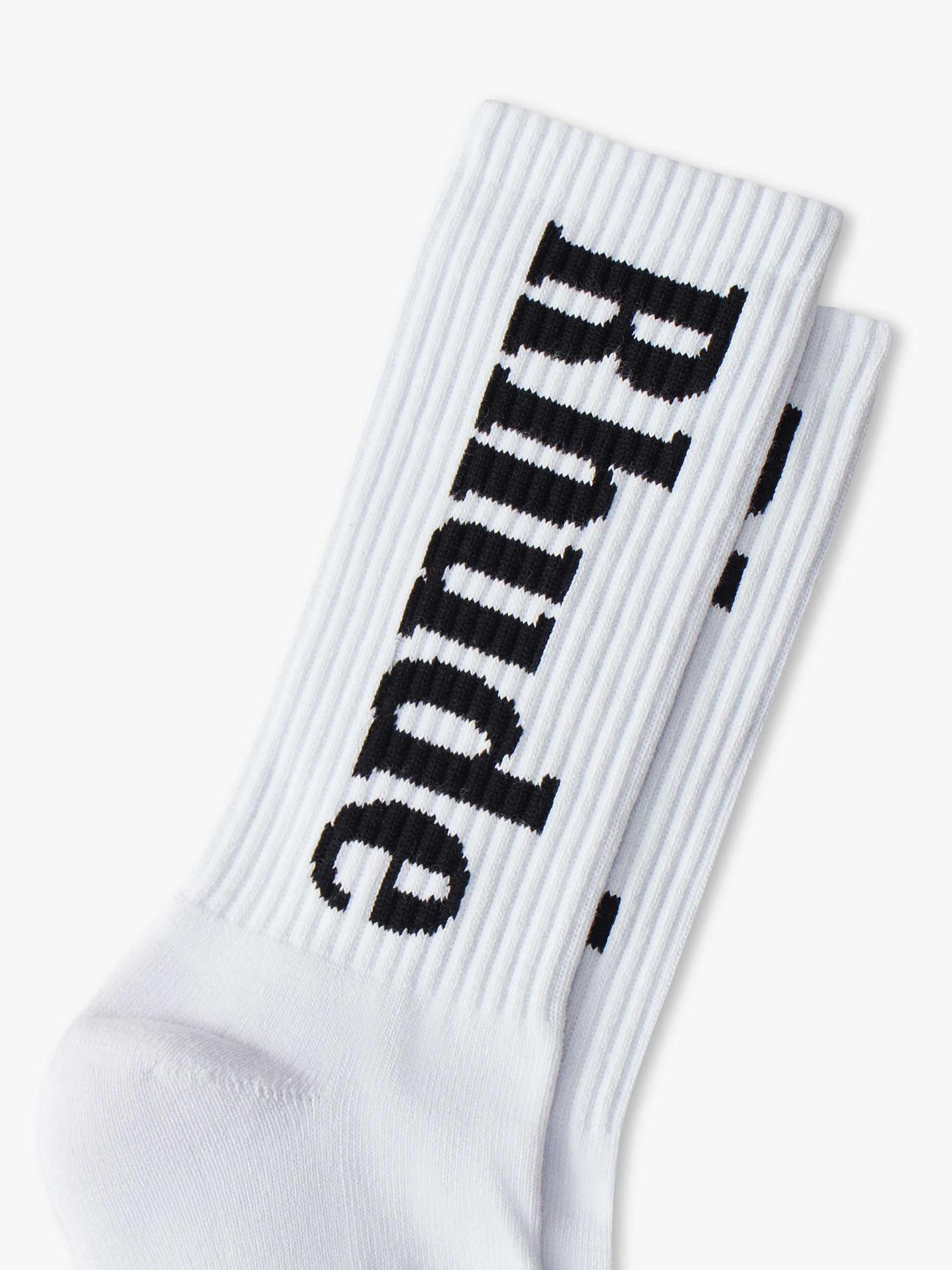 RHUDE MEN'S LOGO SOCKS WHITE/BLACK NWT