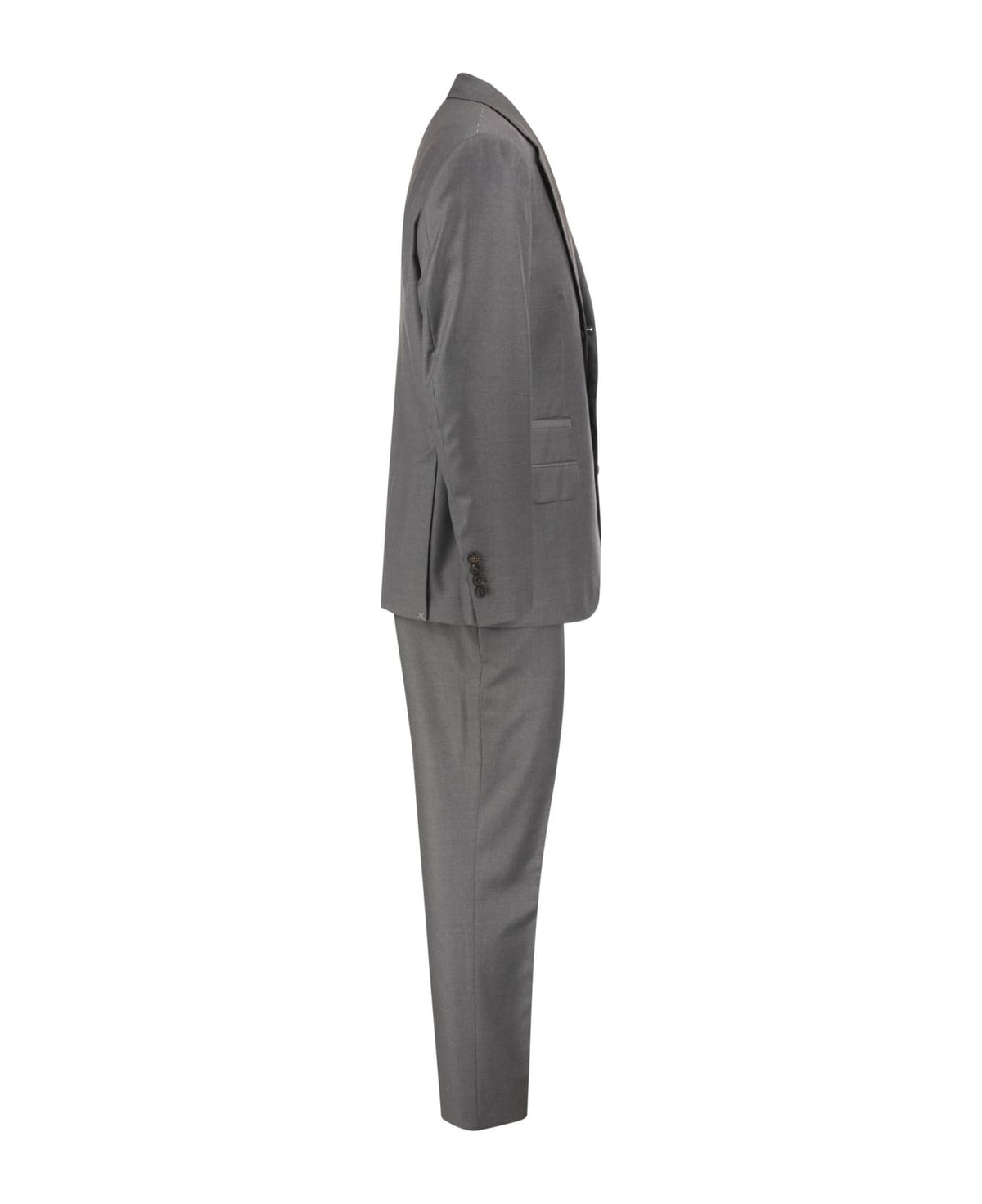 BRUNELLO CUCINELLI MEN'S MEDIUM GREY WOOL TWO BUTTON SUIT