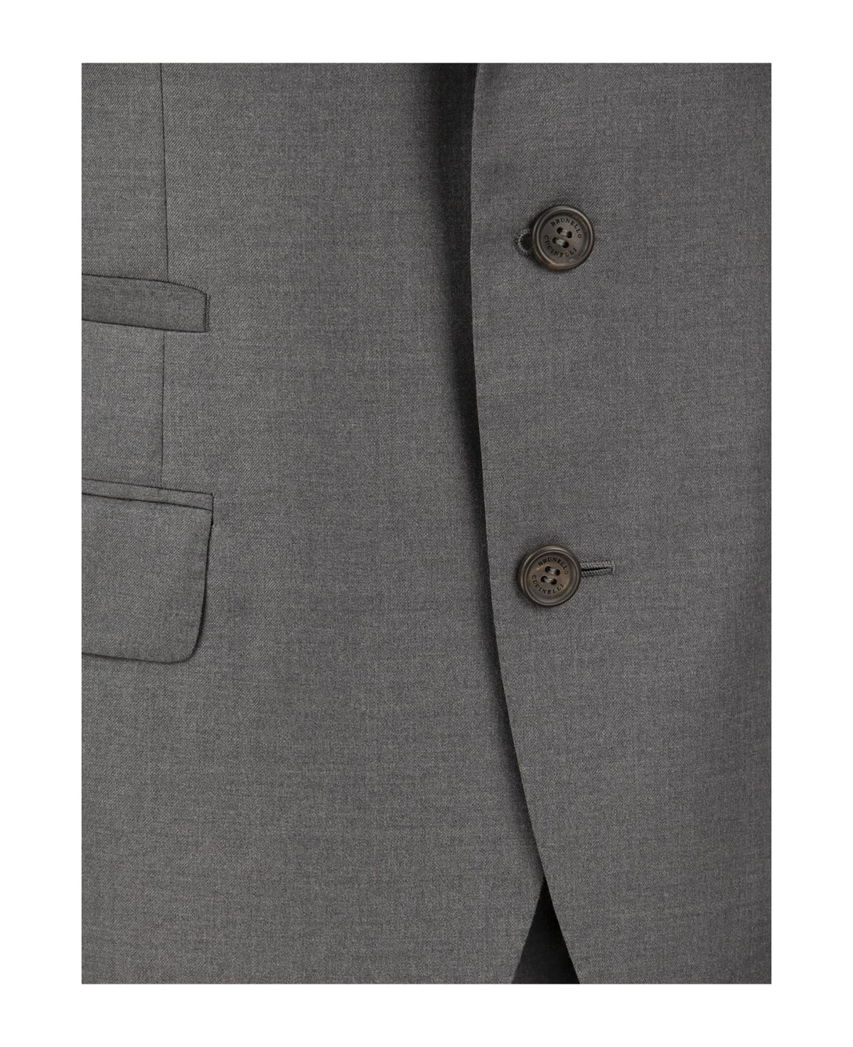 BRUNELLO CUCINELLI MEN'S MEDIUM GREY WOOL TWO BUTTON SUIT