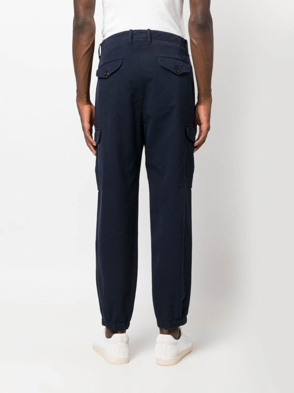 BRUNELLO CUCINELLI MEN'S NAVY COTTON CARGO TROUSERS