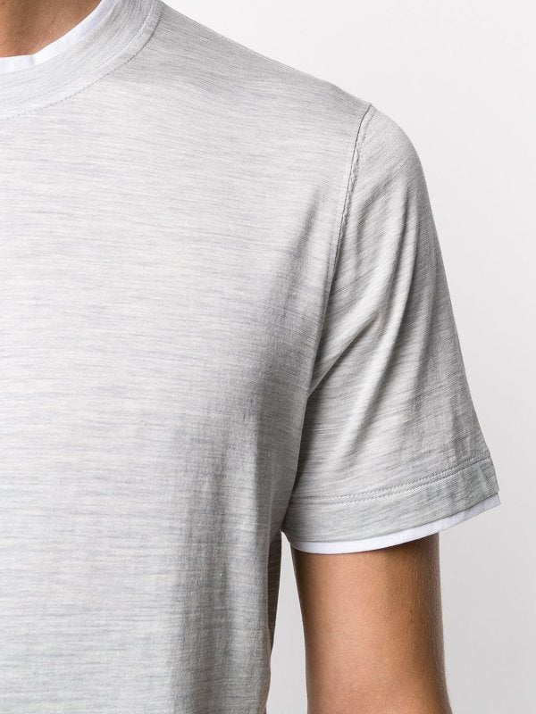 BRUNELLO CUCINELLI MEN'S PEARL WHITE SHORT SLEEVE SHIRT