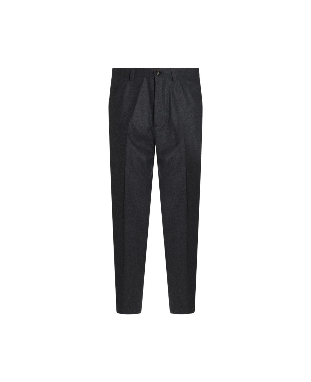 BRUNELLO CUCINELLI MEN'S ANTHRACITE WOOL TAPERED TROUSERS
