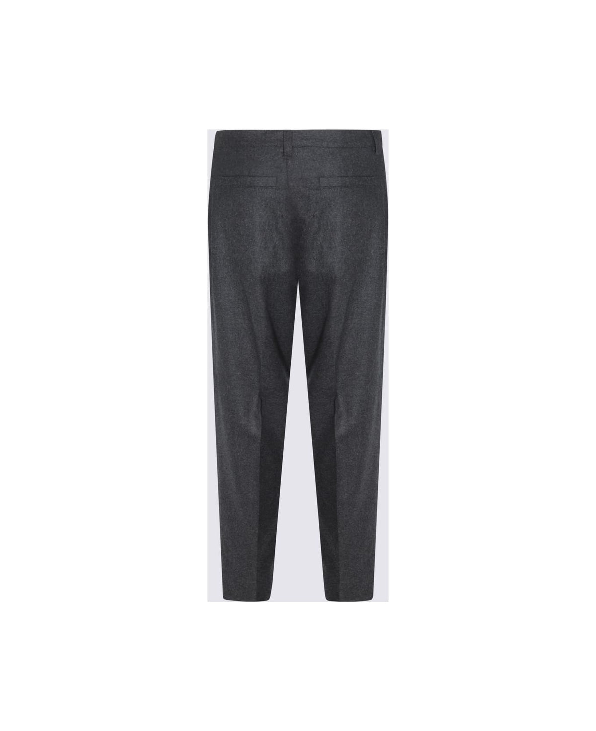 BRUNELLO CUCINELLI MEN'S ANTHRACITE WOOL TAPERED TROUSERS