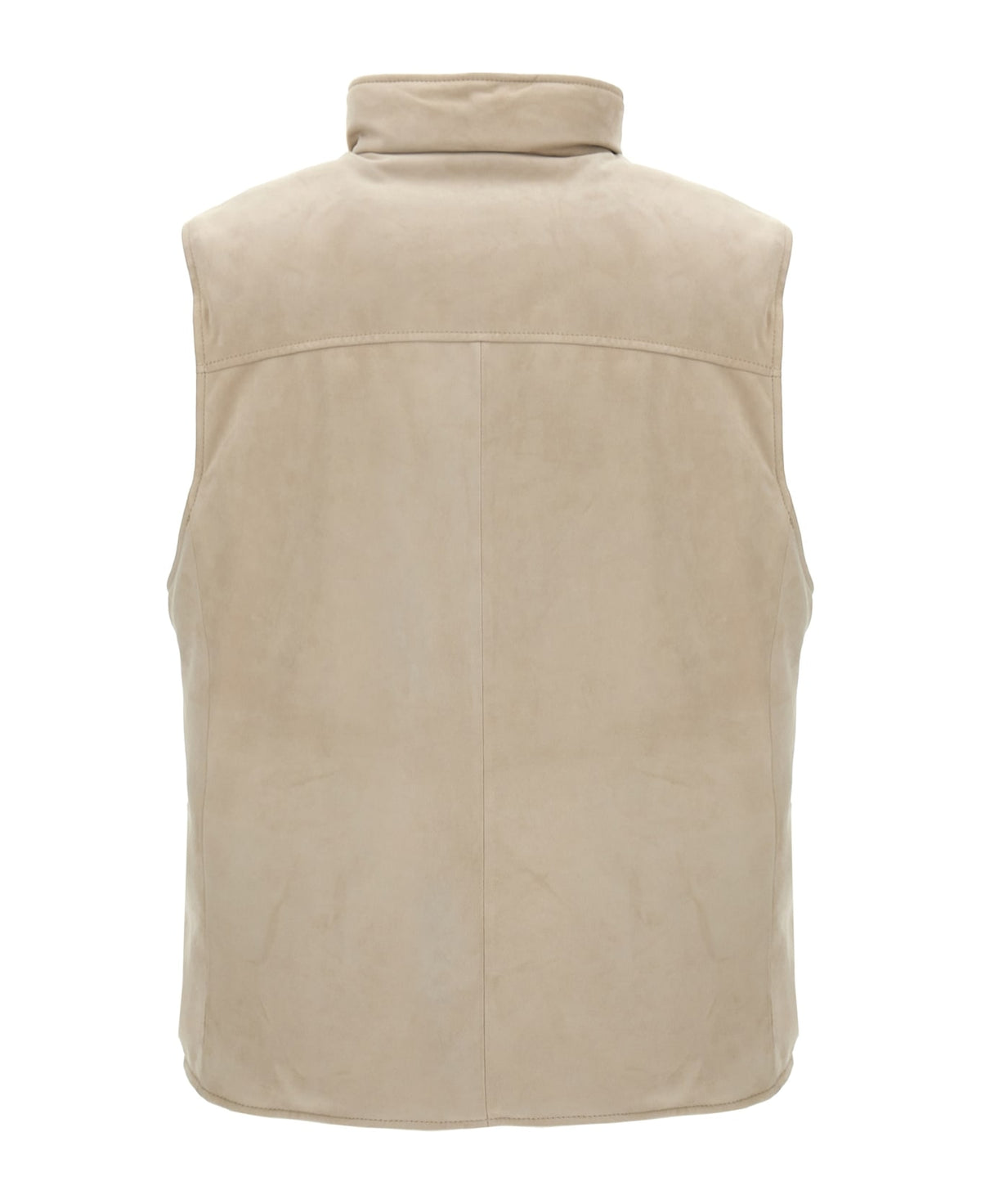 BRUNELLO CUCINELLI MEN'S ENGLISH WHITE LEATHER BUTTON FRONT VEST JACKET
