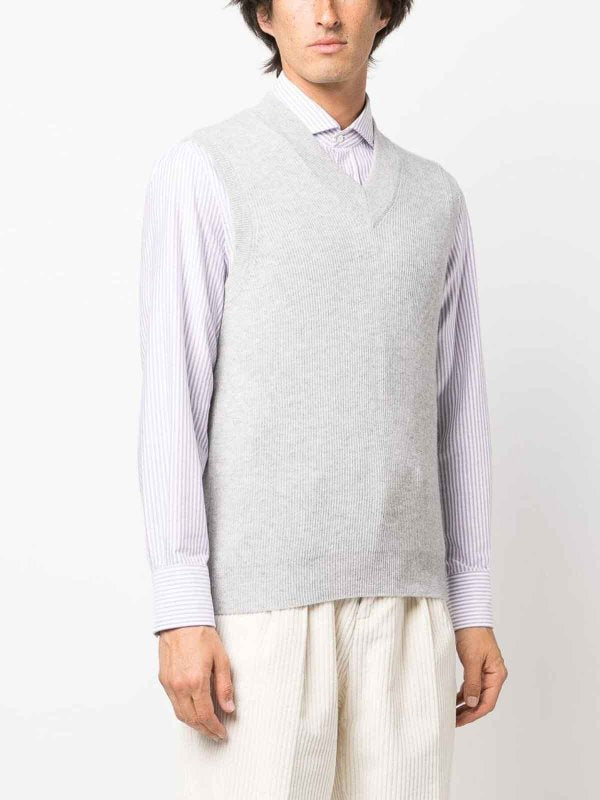 BRUNELLO CUCINELLI MEN'S PEBBLE RIBBED CASHMERE KNIT VEST