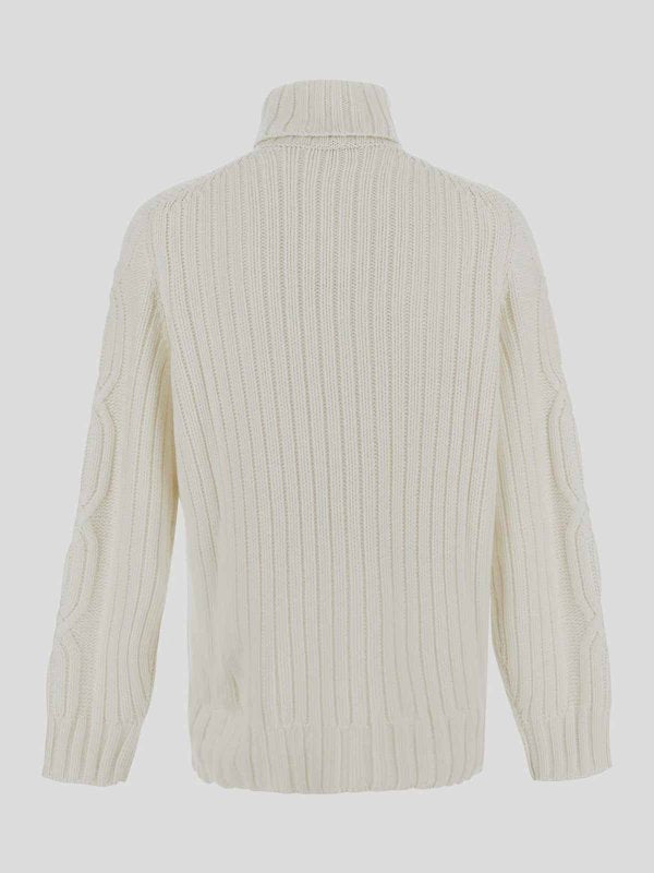 BRUNELLO CUCINELLI MEN'S CREAM CABLE-KNIT TURTLENECK SWEATER