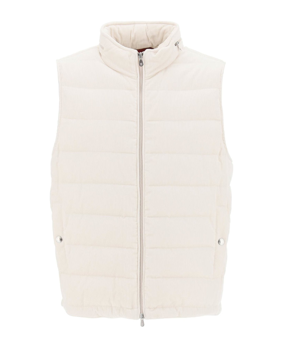 BRUNELLO CUCINELLI MEN'S MILK QUILTED SLEEVELESS JACKET